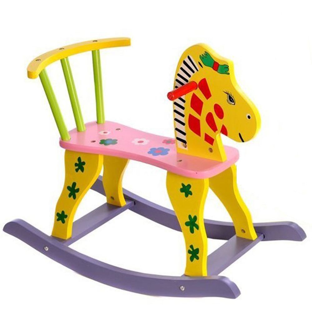 Wooden Rocking Horse Kid Chair Children Baby Animal Saddle Toy Vintage